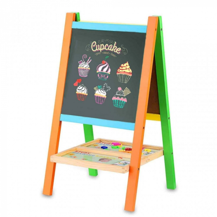 Tabla Magnetica cu Doua Fete, cu Litere, Cifre,Tetris si accesorii, 65 x 37 cm, din lemn [2]