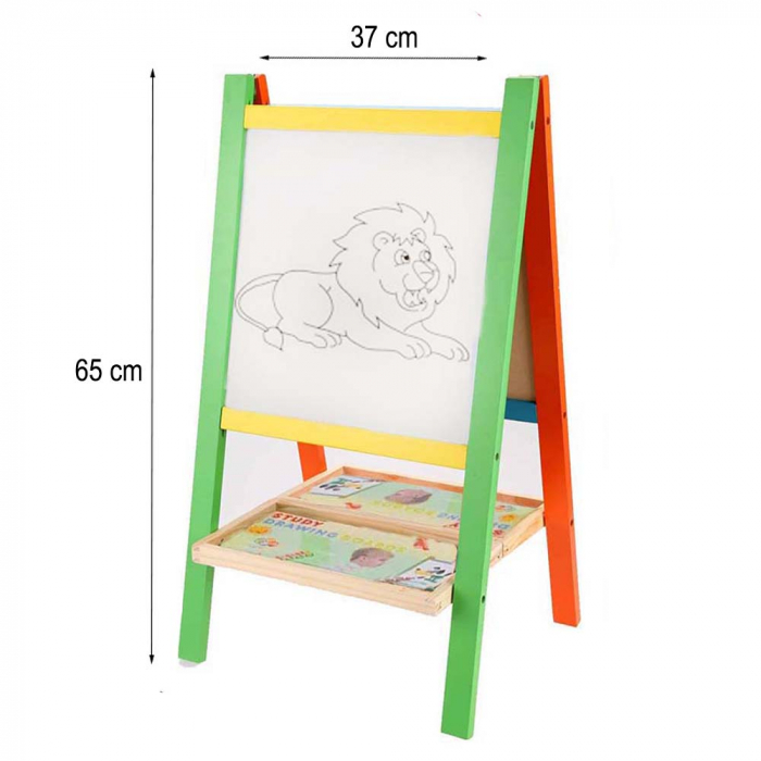 Tabla Magnetica cu Doua Fete, cu Litere, Cifre,Tetris si accesorii, 65 x 37 cm, din lemn [3]