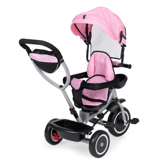 Tricicleta 2 in 1 pentru copii, scaun rotativ 360°, roti din spuma EVA, Ecotoys WQL-066-52 - Roz [4]
