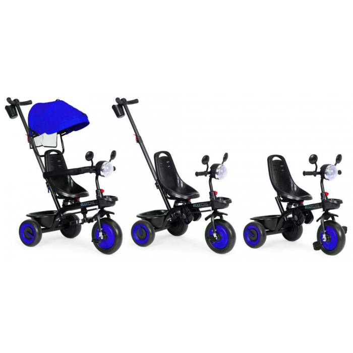 Tricicleta 3 in 1 pentru copii, scaun rotativ 360°, roti din spuma EVA, Ecotoys WQL-066-51 - Albastru [9]