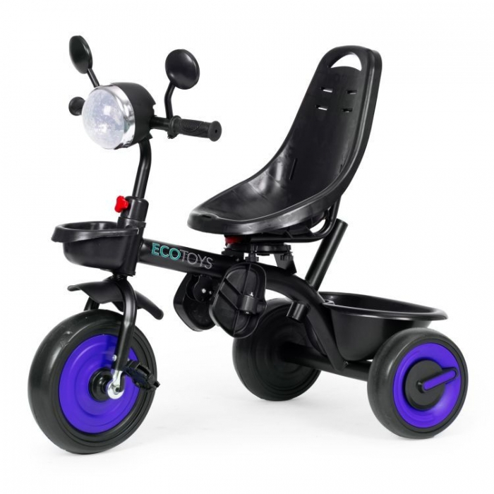 Tricicleta 3 in 1 pentru copii, scaun rotativ 360°, roti din spuma EVA, Ecotoys WQL-066-51 - Albastru [11]
