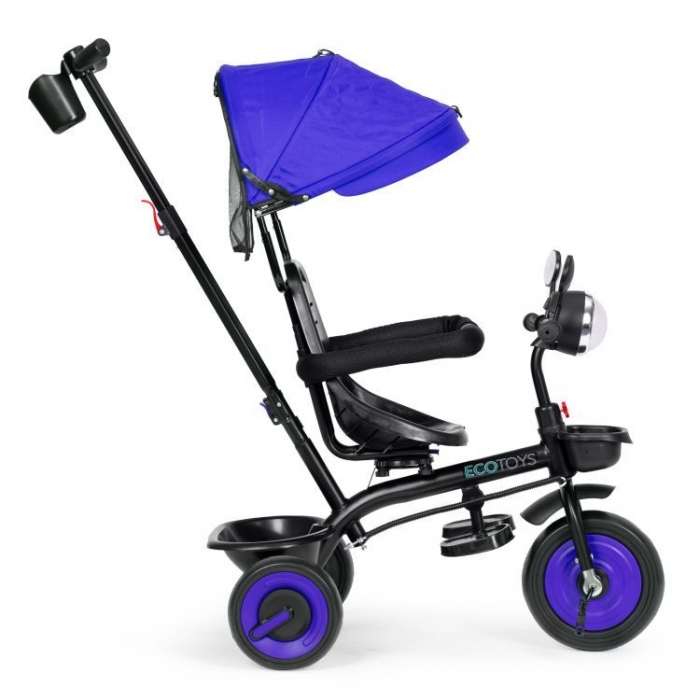 Tricicleta 3 in 1 pentru copii, scaun rotativ 360°, roti din spuma EVA, Ecotoys WQL-066-51 - Albastru [4]