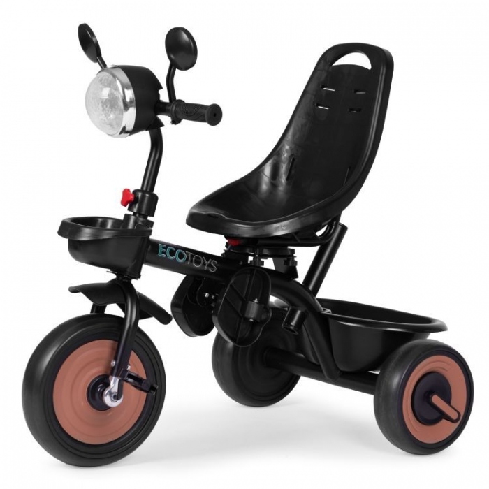 Tricicleta 3 in 1 pentru copii, scaun rotativ 360°, roti din spuma EVA, Ecotoys WQL-066-51 - Bej [11]