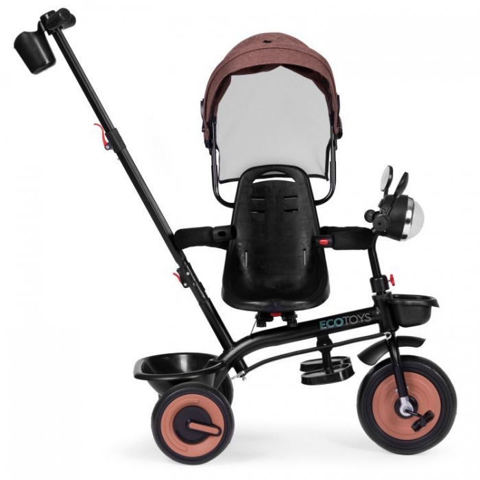Tricicleta 3 in 1 pentru copii, scaun rotativ 360°, roti din spuma EVA, Ecotoys WQL-066-51 - Bej [5]