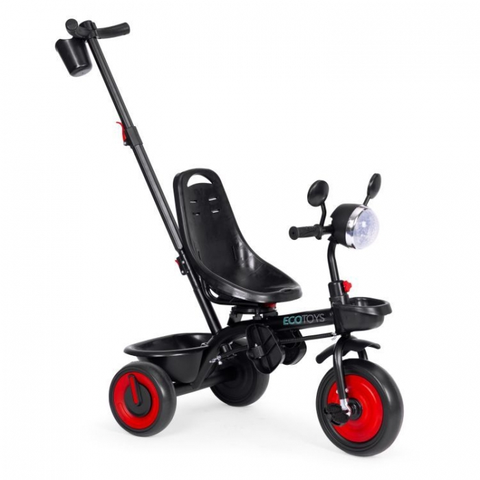 Tricicleta 3 in 1 pentru copii, scaun rotativ 360°, roti din spuma EVA, Ecotoys WQL-066-51 - Rosu [7]