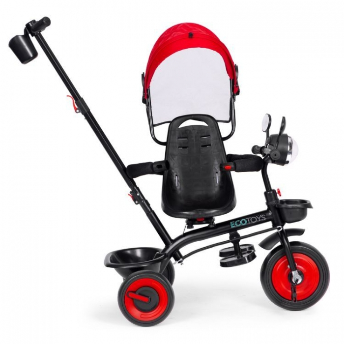 Tricicleta 3 in 1 pentru copii, scaun rotativ 360°, roti din spuma EVA, Ecotoys WQL-066-51 - Rosu [5]