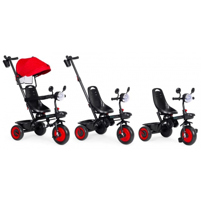 Tricicleta 3 in 1 pentru copii, scaun rotativ 360°, roti din spuma EVA, Ecotoys WQL-066-51 - Rosu [9]