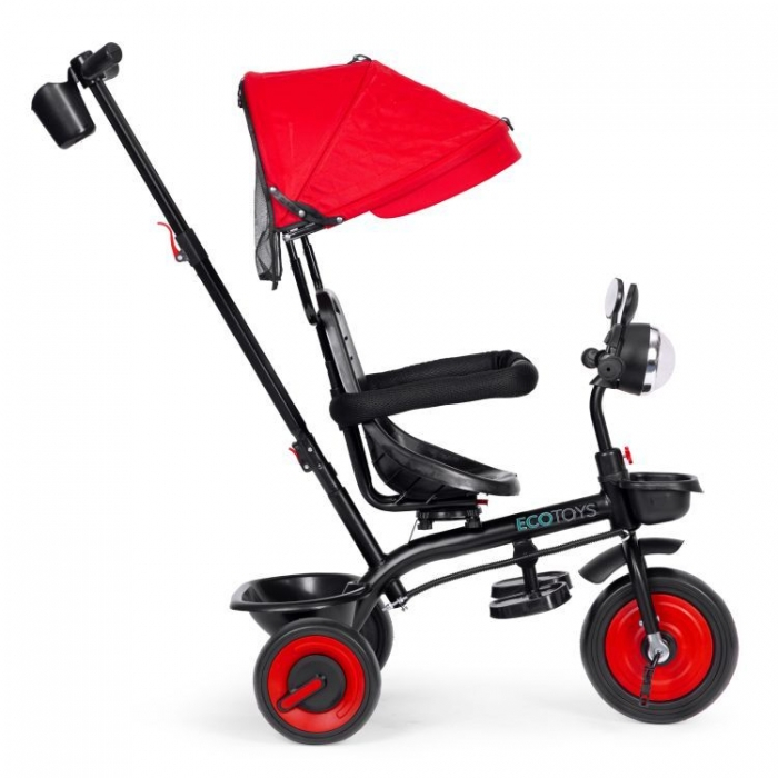 Tricicleta 3 in 1 pentru copii, scaun rotativ 360°, roti din spuma EVA, Ecotoys WQL-066-51 - Rosu [4]