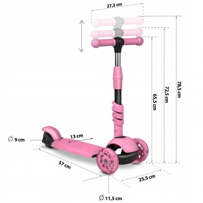 Trotineta 3 in 1 cu roti cu LED Ricokids Todi 765400 - Roz [10]