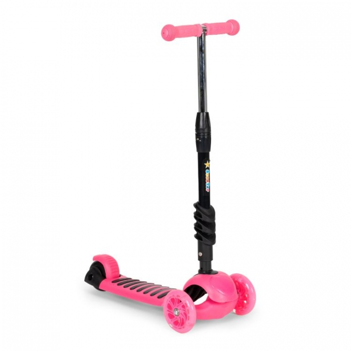 Trotineta 5 in 1 cu sezut si 3 roti cu LED Ecotoys YM-SW-6 - Roz [5]