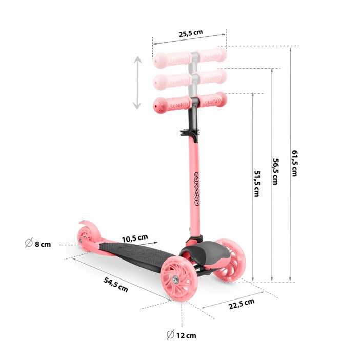 Trotineta cu roti cu LED Ricokids Loco 765108 - Roz cu negru [6]