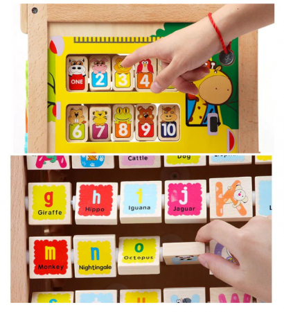 Antepremergator din lemn – Cub, centru educativ cu 6 activitati, cu maner reglabil [3]