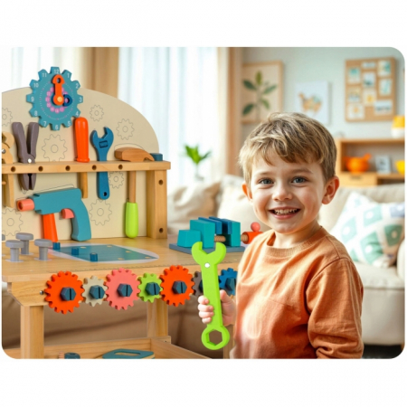 Atelier de lucru din lemn cu accesorii incluse, 60 x 30 x 75.5 cm, Ricokids RK-876 [2]