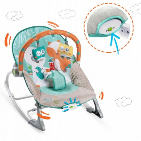 Balansoar cu vibratii, vulpita si ursul, Ricokids 7309 - Turcoaz [2]
