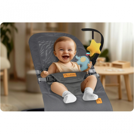 Balansoar pentru copii 2 in 1 cu jucarii, Nukido 705200, Gri [2]