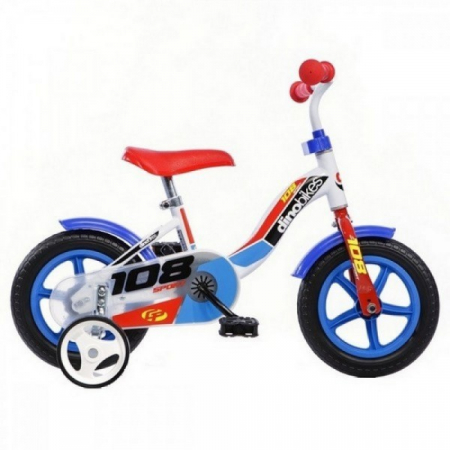 Vehicule cu Pedale - Bicicleta copii Dino Bikes 10" 108 Sport alb si albastru
