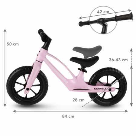 Bicicleta fara pedale, cadru magneziu, roti EVA, Kidwell VITO - Roz [8]