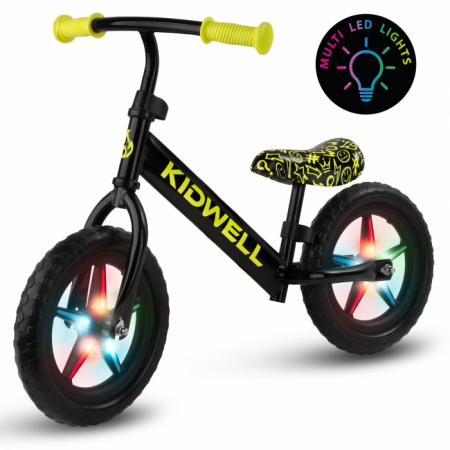 Biciclete - Bicicleta fara pedale cu LED Kidwell REBEL - Neon Yellow
