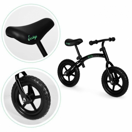 Bicicleta fara pedale cu roti din spuma EVA Ecotoys YM-BB-13 - Negru [3]