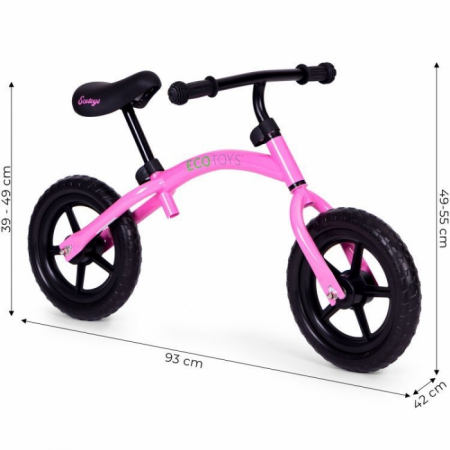 Bicicleta fara pedale cu roti din spuma EVA Ecotoys YM-BB-13 - Roz [4]