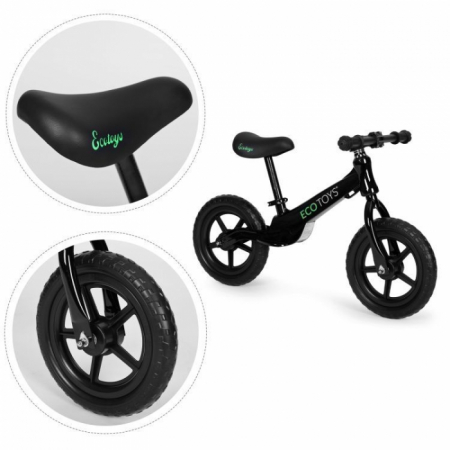Bicicleta fara pedale cu roti din spuma EVA Ecotoys YM-BB-17 - Negru [3]