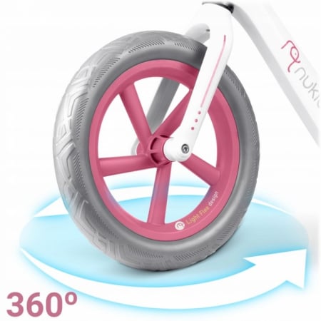 Bicicleta fara pedale pentru copii, 87 x 39 x 54 cm, roti EVA, Light Flee Nukido NK-604 - Roz - Alb [3]