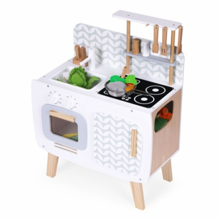 Bucatarie din lemn pentru copii cu accesorii, 58 x 29 x 73 cm, Ecotoys W10C863 [3]