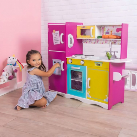 Bucatarie din lemn pentru copii cu accesorii, 92 x 29.5 x 83 cm, Ecotoys TL40027 [6]