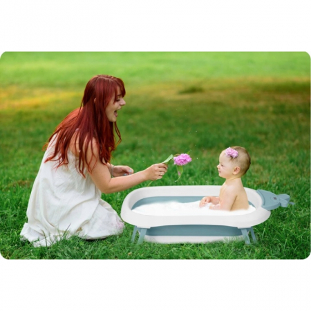 Cadita de baie cu dop de scurgere si termometru Ricokids RK-282 - Albastru [3]