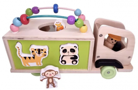 Jucarii Educative - Camion Didactic 3 in 1 din Lemn pentru Copii