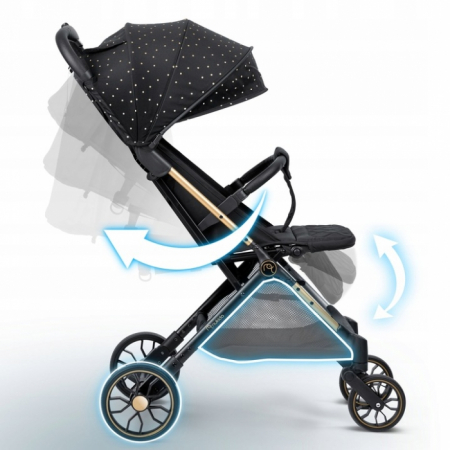 Carucior sport pentru copii, 78 x 33 x 104 cm, Nukido Paseo 716001 - Negru cu auriu [2]