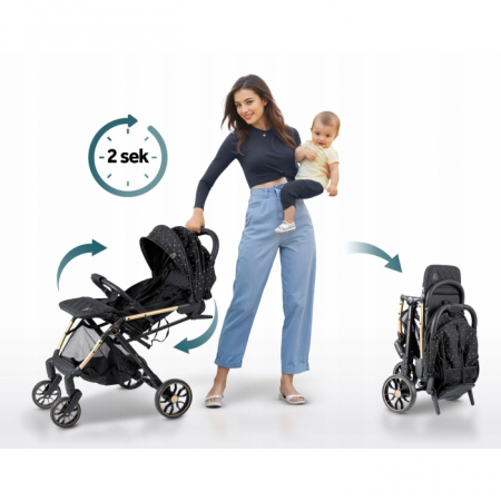 Carucior sport pentru copii, 78 x 33 x 104 cm, Nukido Paseo 716001 - Negru cu auriu [8]