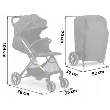 Carucior sport pentru copii, 78 x 33 x 104 cm, Nukido Paseo 716001 - Negru cu auriu [12]
