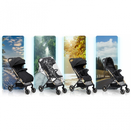 Carucior sport pentru copii, 78 x 33 x 104 cm, Nukido Paseo 716001 - Negru cu auriu [1]