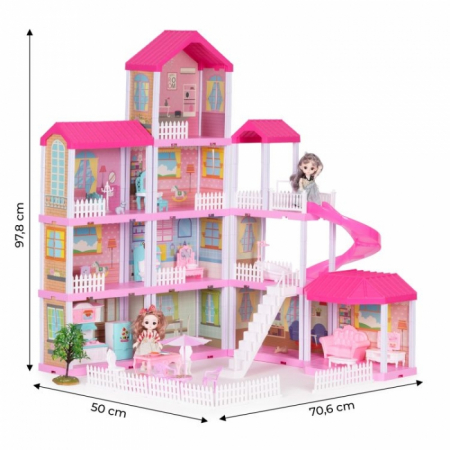 Casuta pentru papusi cu mobilier, gradina si LED-uri Ecotoys HC507639 [4]