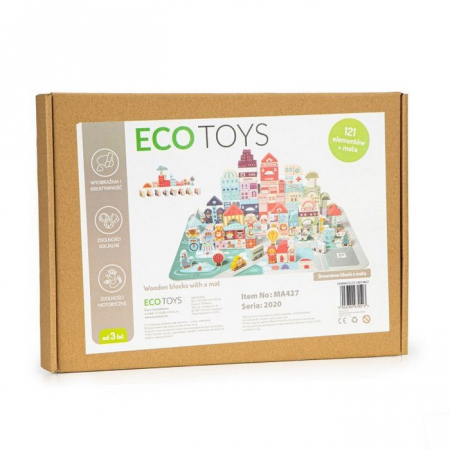 Centru de activitate orasel educational cu blocuri din lemn 121 piese Ecotoys MA427 [4]