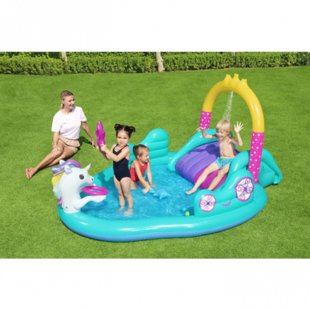 Piscine, Colace si Accesorii Inot Copii - Centru de joaca copii, Bestway Unicorn, gonflabil, PVC, 274 x 195 x 137 cm
