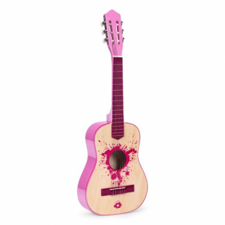 Chitara din lemn cu 6 corzi pentru copii, 86 x 31 cm, Ecotoys HX18026-34 - Roz [1]