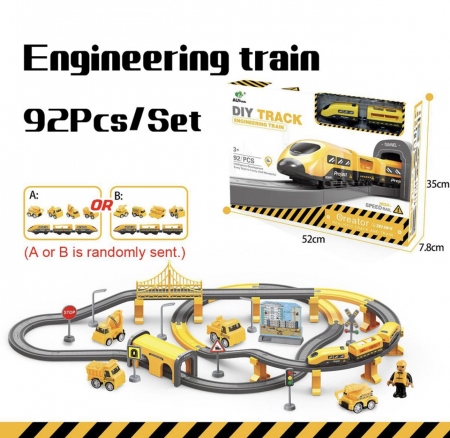Circuit Tren electric cu Vehicule constructii pentru copii [4]