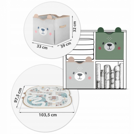 Cos de depozitare 2 in 1 cu salteluta de joaca pentru copii Nukido - Gri [5]