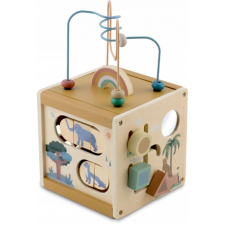 Cub educational din lemn cu diverse activitati, 15.5 x 17 cm, Nukido NK-861 [6]