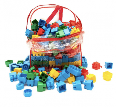 Cuburi Constructie Lemn - Cuburi de construit Set 200 piese colorate