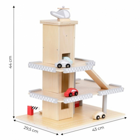 Garaj tip parcare, din lemn, pentru masinute cu lift si masinute Ecotoys W04B047B [5]