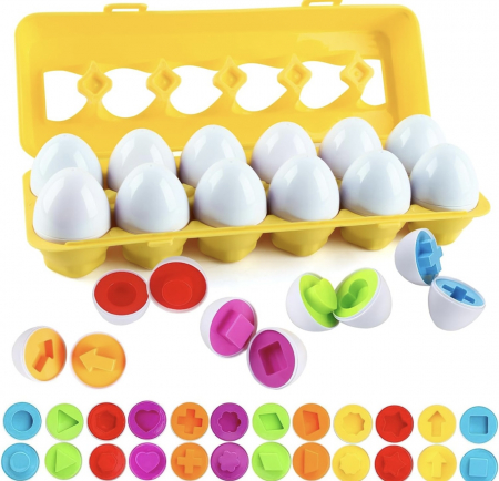 Jucarii Educative - Joc de potrivire forme si culori, Oua educationale, 3 ani