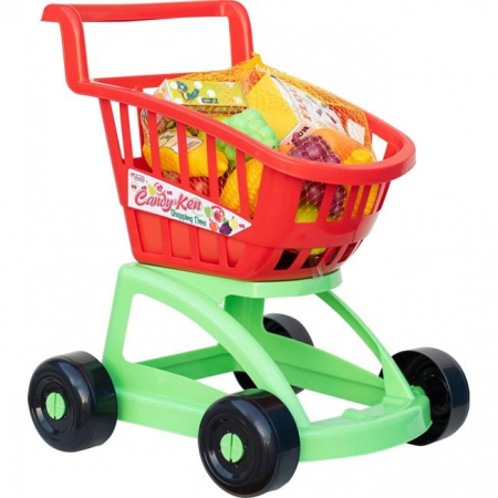 Jucarii de Rol - Jucarie Carucior Super Market cu Alimente - 19piese, 3 ani+