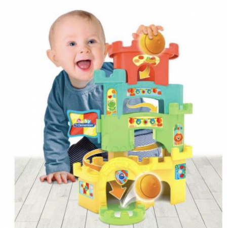 Centre de Activitati - Jucarie interactiva bebelusi, turn de stivuire cu bile- Castel