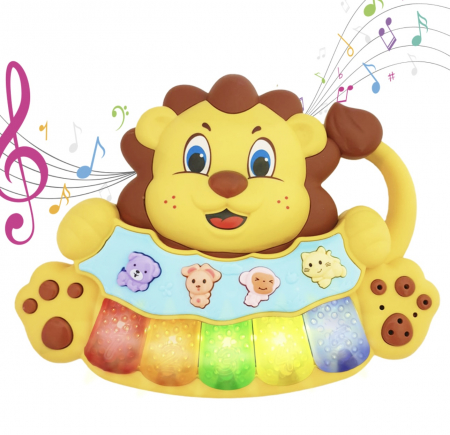 Jucarii muzicale - Jucarie interactiva copii Mini pianina Leul muzical si luminos