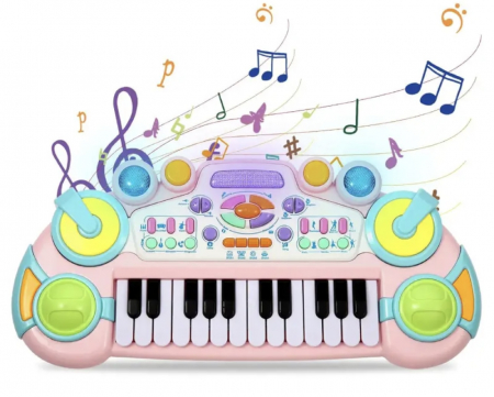 Jucarii muzicale - Jucarie Interactiva Pianina cu Lumini si Inregistrare