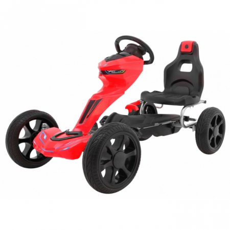 Karturi - Kart cu pedale si roti EVA, varsta 3 ani+, 123x60x69 cm, Gokart GRAND RIDE - Rosu