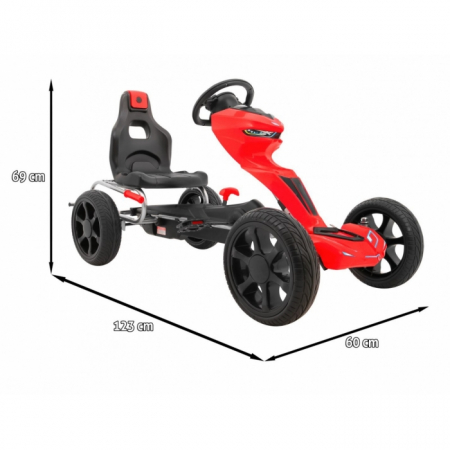 Kart cu pedale si roti EVA, varsta 3 ani+, 123x60x69 cm, Gokart GRAND RIDE - Rosu [10]